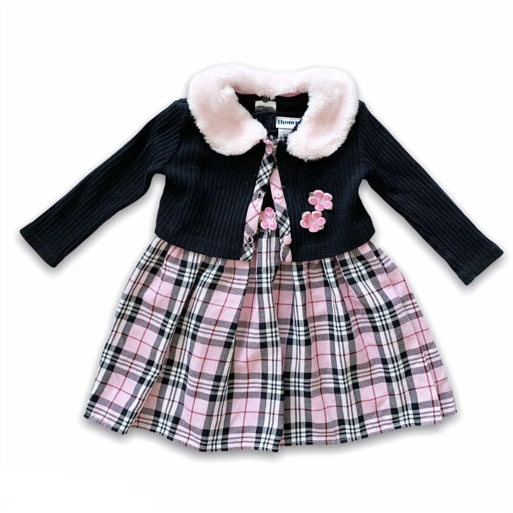 Thomas Pink/Black Plaid Dress Outfit {24mo}